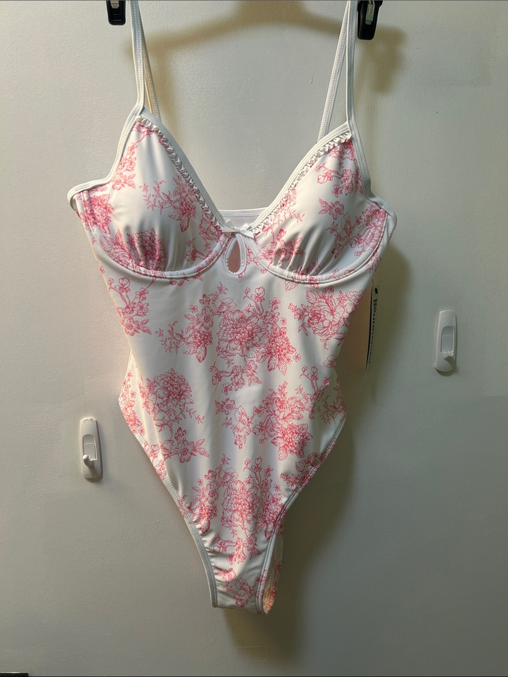 No Boundaries White One-Piece with Pink Floral Pattern